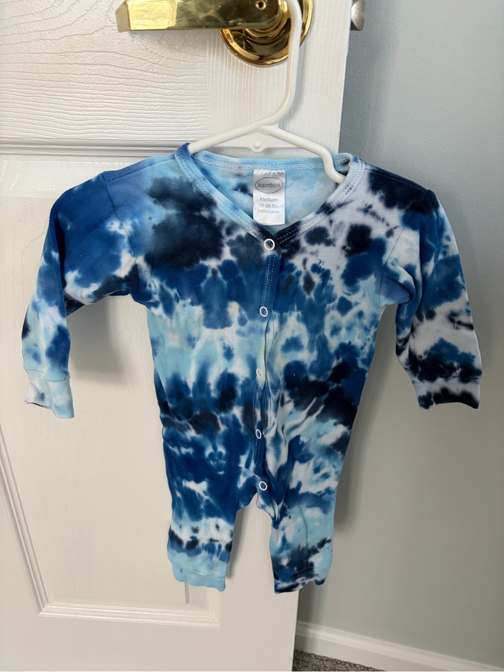 Bambini Blue Tie-Dye Baby Footie One-Piece